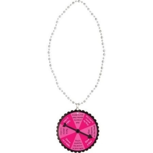Club Pack of 12 Silver and Pink Game Medallion Beaded Bachelorette Party Favor Necklaces - All