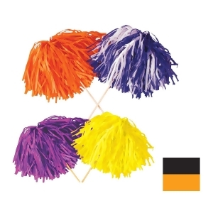 Club Pack of 144 Black and Golden-Yellow Pom Pom Tissue Shakers 16 Stick x 12 Strand 320 - All