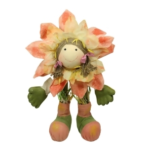 29 Peach Green and Yellow Spring Floral Standing Sunflower Girl Decorative Figure - All