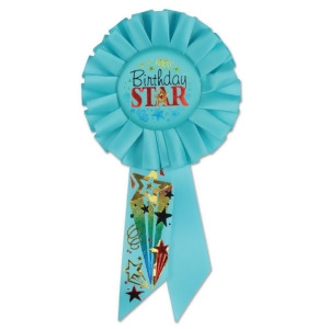 Pack of 6 Aqua Blue Birthday Star Party Celebration Rosette Ribbons 6.5 - All