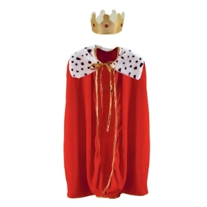 Royal Red Childrens King/Queen Robe with Gold Crown Mardi Gras or Halloween Costume Accessory - All