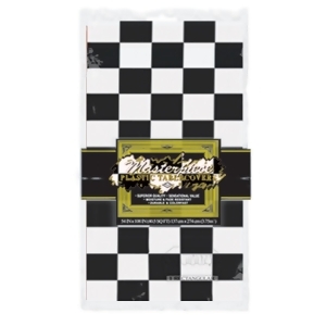 Pack of 12 Black and White Checkered Disposable Plastic Rectangular Decorative Table Covers 108 - All