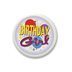 Pack of 6 Birthday Girl Flashing Costume Celebration Buttons 2.5 - All