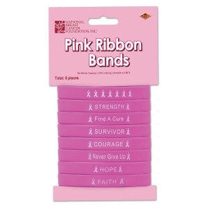 Club Pack of 96 Pink Ribbon of Hope Breast Caner Awareness Motivational Wrist Bands - All