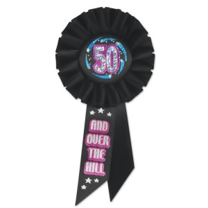 Pack of 6 Black 50 and Over The Hill Birthday Celebration Rosette Ribbons 6.5 - All