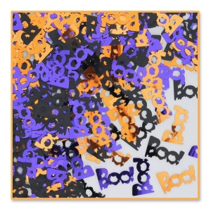 Pack of 6 Metallic Orange Black Purple Boo Halloween Celebration Confetti Bags 0.5 oz. - All