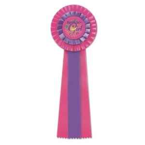 Pack of 3 Hot Pink and Purple Birthday Girl Party Deluxe Rosette Ribbons 13.5 - All