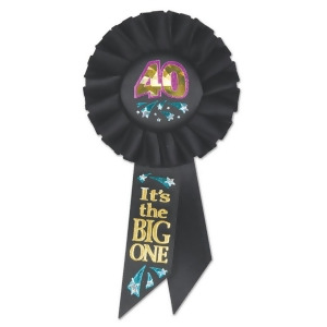 Pack of 6 Black 40Its The Big One Birthday Celebration Rosette Ribbons 6.5 - All