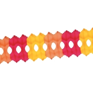 Club Pack of 12 Pink Yellow and Orange Tissue Garland Party Decoration 12' - All