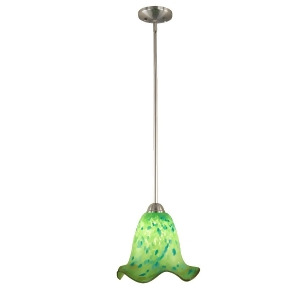 48.25 Satin Nickel Green Apple Hand Crafted Glass Hanging Mini Pendant Ceiling Light Fixture - All