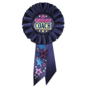 Pack of 6 Navy Blue A Great Coach School and Sports Award Rosette Ribbons 6.5 - All