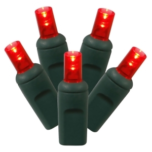 Set of 50 Red Commercial Grade Led Wide Angle Mini Christmas Lights Green Wire - All