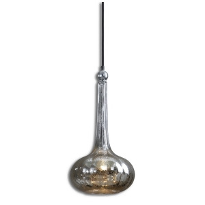 19 Silver Mercury Glass Fluted Gourd Mini Ceiling Pendant Light - All