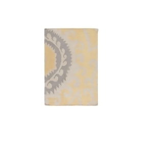 2' x 3' Indian Sun Pale Yellow and Gray Hand Woven Wool Area Throw Rug - All