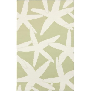 2' x 3' Nautical Starfish Sage Green and White Hand Woven Wool Area Throw Rug - All