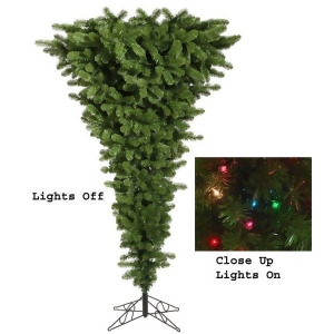 9' Pre-Lit Green Upside Down Artificial Christmas Tree Multi Dura Lights - All