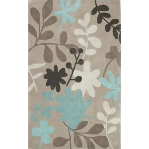 5' x 8' Florecer Brown Tan and Sea Blue Hand Tufted Polyester Area Throw Rug - All