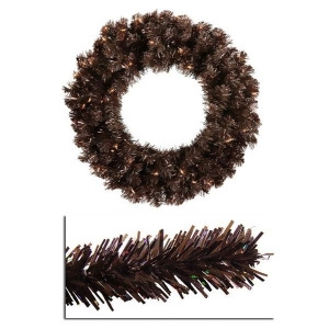 24 Pre-Lit Mocha Brown Sparkling Artificial Christmas Wreath Clear Lights - All