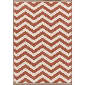 3.5' x 5.5' Classic Chevrons Terracotta Red and Cream White Shed-Free Area Throw Rug - All