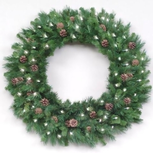 10' Pre-Lit Cheyenne Pine Commercial Christmas Wreath Clear Dura Lights - All