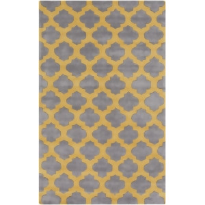 2' x 3' Contempo Quatrefoil Mustard Yellow and Gray Hand Tufted Area Throw Rug - All