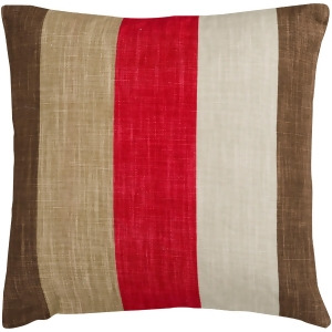 22 Red and Brown Thick Striped Decorative Throw Pillow - All