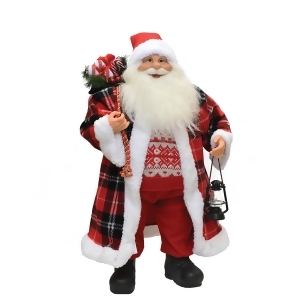 24.5 Santa Claus with Red and Black Checked Coat Christmas Tabletop Decoration - All