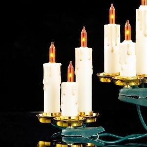 Set of 15 Dripping Gold Candle Clip-On Amber Christmas Lights Green Wire - All