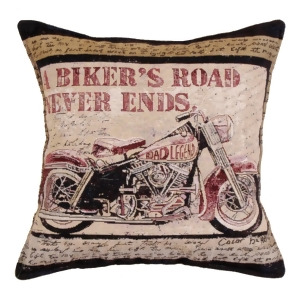17 Biker's Road Never Ends Decorative Tapestry Accent Throw Pillow - All