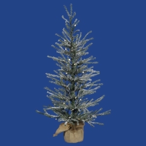 2' x 14 Pre-Lit Frosted Angel Pine Artificial Christmas Tree in Burlap Base Clear Dura Lights - All