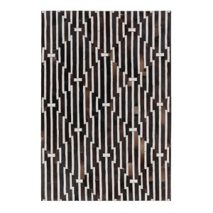 5' x 7.5' Jungle Streets Black and Coconut White Hand Crafted Leather Area Throw Rug - All