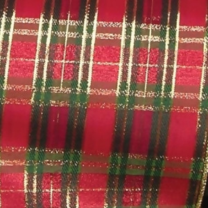 Red Green and Gold Christmas Tartan Wired Craft Ribbon 9 x 20 Yards - All