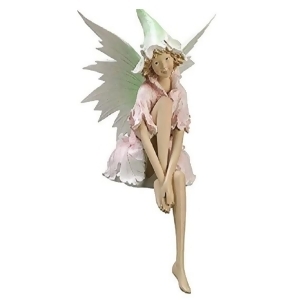 17.5 Pink and Green Glittered Seating Garden Fairy Decorative Figure - All