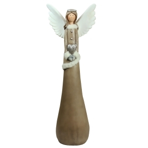 24 Brown and Silver Eco-Friendly Angel with Heart Decorative Christmas Tabletop Figure - All