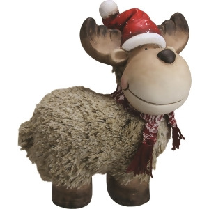 12.25 Whimsical Reindeer with Nordic Style Scarf and Santa Hat Christmas Table Top Decoration - All