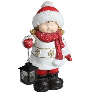 16.50 Christmas Morning Girl Holding Tealight Lantern Christmas Tabletop Figure - All
