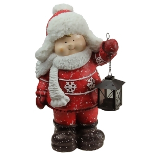 16.50 Christmas Morning Boy Holding Tealight Lantern Christmas Tabletop Figure - All
