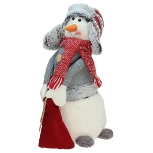 15 Gray and Red Snowman with Bag of Gifts Christmas Tabletop Decoration - All
