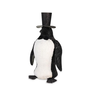 19 Casino Royale Black and White Beaded Christmas Penguin with Hat and Bow Tie - All