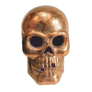 14 Led Lighted Copper Metallic Day of the Dead Skull Halloween Decoration - All