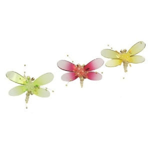 Set of 3 Plum Green and Gold Crystalique Mirror Dragonfly Christmas Ornaments - All