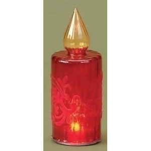 'Tis the Season Led Lighted Red Glass Christmas Candle Lamp with Velveteen 8.5 - All