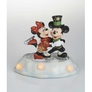 Lighted Cloisonne Mickey Minnie Skating Christmas Figure - All