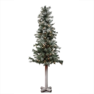 5' x 28 Pre-Lit Frosted and Glittered Woodland Alpine Christmas Tree Clear Lights - All