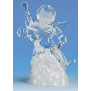 6.5 Icy Crystal Led Religious Cherubs with Lute Christmas Figure - All