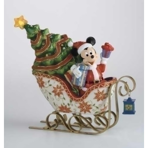 9 Cloisonne Mickey In Lighted Sleigh Porcelain Christmas Decoration - All