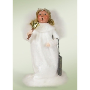9.5 Decorative Angel Girl in White with Bell Christmas Table Top Figure - All