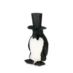 12 Casino Royale Black and White Beaded Christmas Penguin with Hat and Bow Tie - All