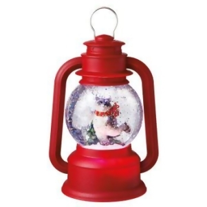 Raccoon on Ice Red Lighted Glitterdome Lantern Table Top Christmas Decoration 9.5 - All