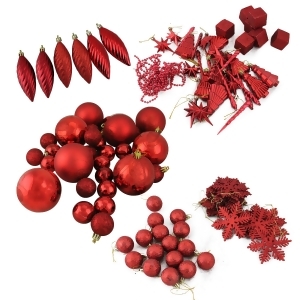 125-Piece Club Pack of Shatterproof Candy Apple Red Christmas Ornaments - All